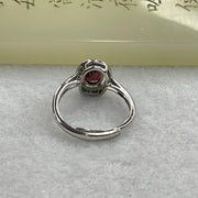Red Cubic Zirconia in 925 Sliver Ring (Adjustable Size) 1.80g 7.7 by 6.6 by 4.0mm - Huangs Jadeite and Jewelry Pte Ltd
