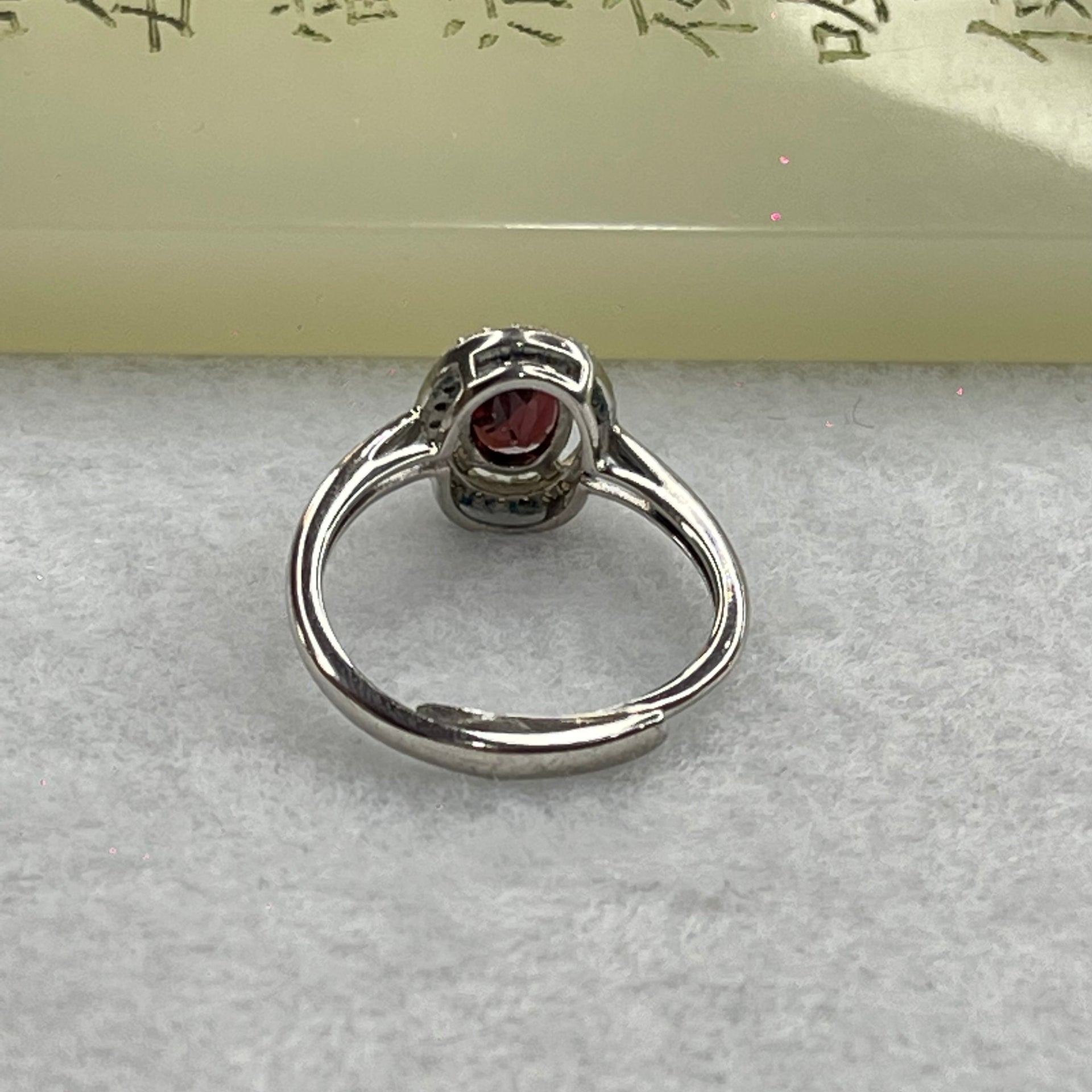 Red Cubic Zirconia in 925 Sliver Ring (Adjustable Size) 1.80g 7.7 by 6.6 by 4.0mm - Huangs Jadeite and Jewelry Pte Ltd