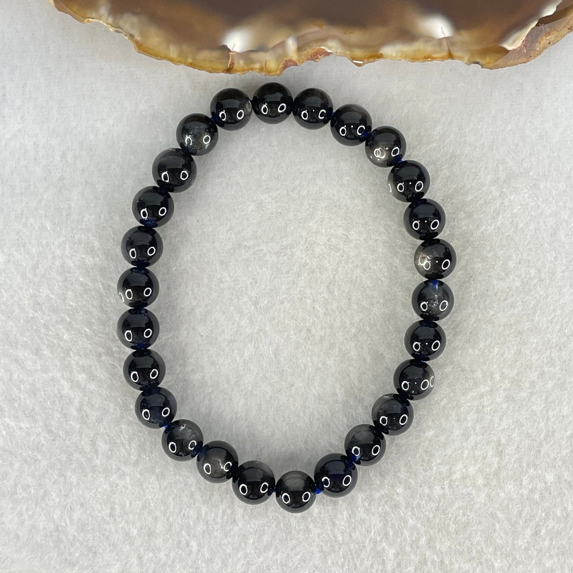 Good Grade Natural Devils Blue Beryl Aquamarine Beads Bracelet 13.10g 15.5cm 7.2mm 26 Beads - Huangs Jadeite and Jewelry Pte Ltd