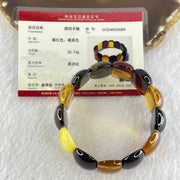 Natural Mixed Color Amber Bracelet 天然多宝琥珀手链 25.74g 18cm 25.2 by 16.4 by 7.5mm 13pcs - Huangs Jadeite and Jewelry Pte Ltd
