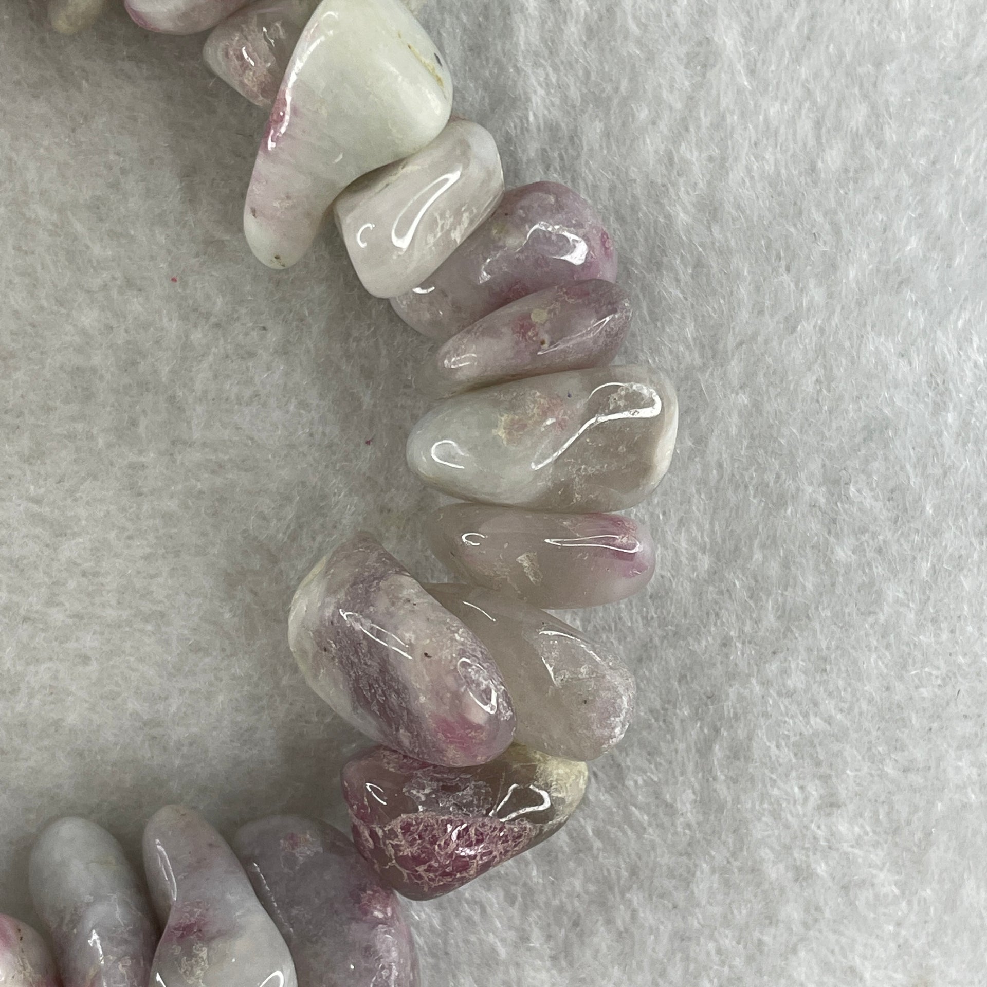 Natural Tourmaline Beads Irregular Bracelet 42.69g 15cm 12.6mm 34Beads - Huangs Jadeite and Jewelry Pte Ltd