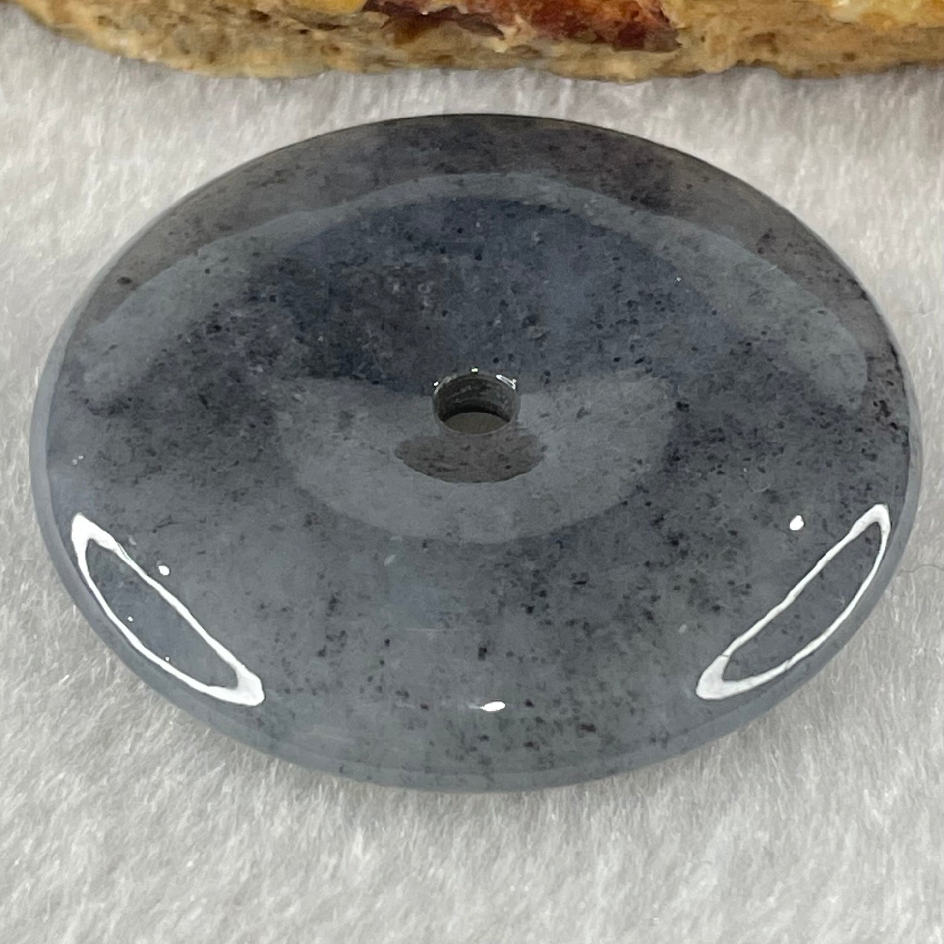 Type A Semi Icy Wuji Grey with Lavender Jadeite Ping An Kou Pendant 16.20g 35.4 by 6.2mm - Huangs Jadeite and Jewelry Pte Ltd