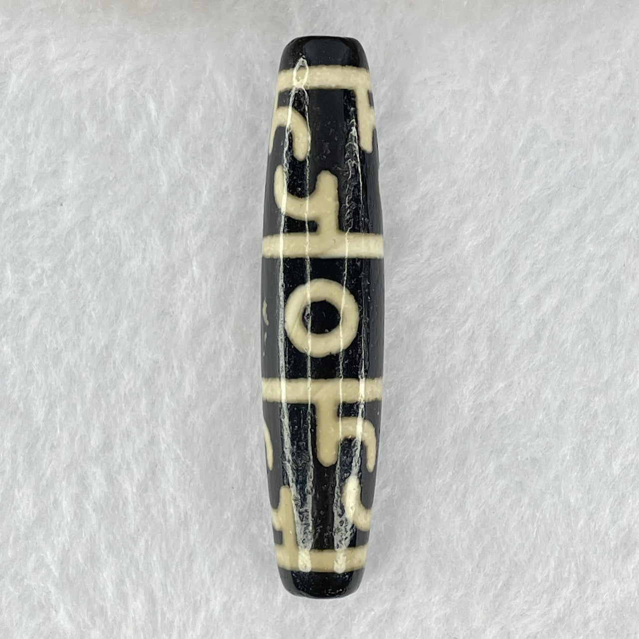 Natural Powerful Tibetan Old Oily Agate 3 Eyed Dharma Vajra Dzi Bead Heavenly Master (Tian Zhu) 三眼金刚杵天珠 15.44g 59.2 by 13.1mm - Huangs Jadeite and Jewelry Pte Ltd