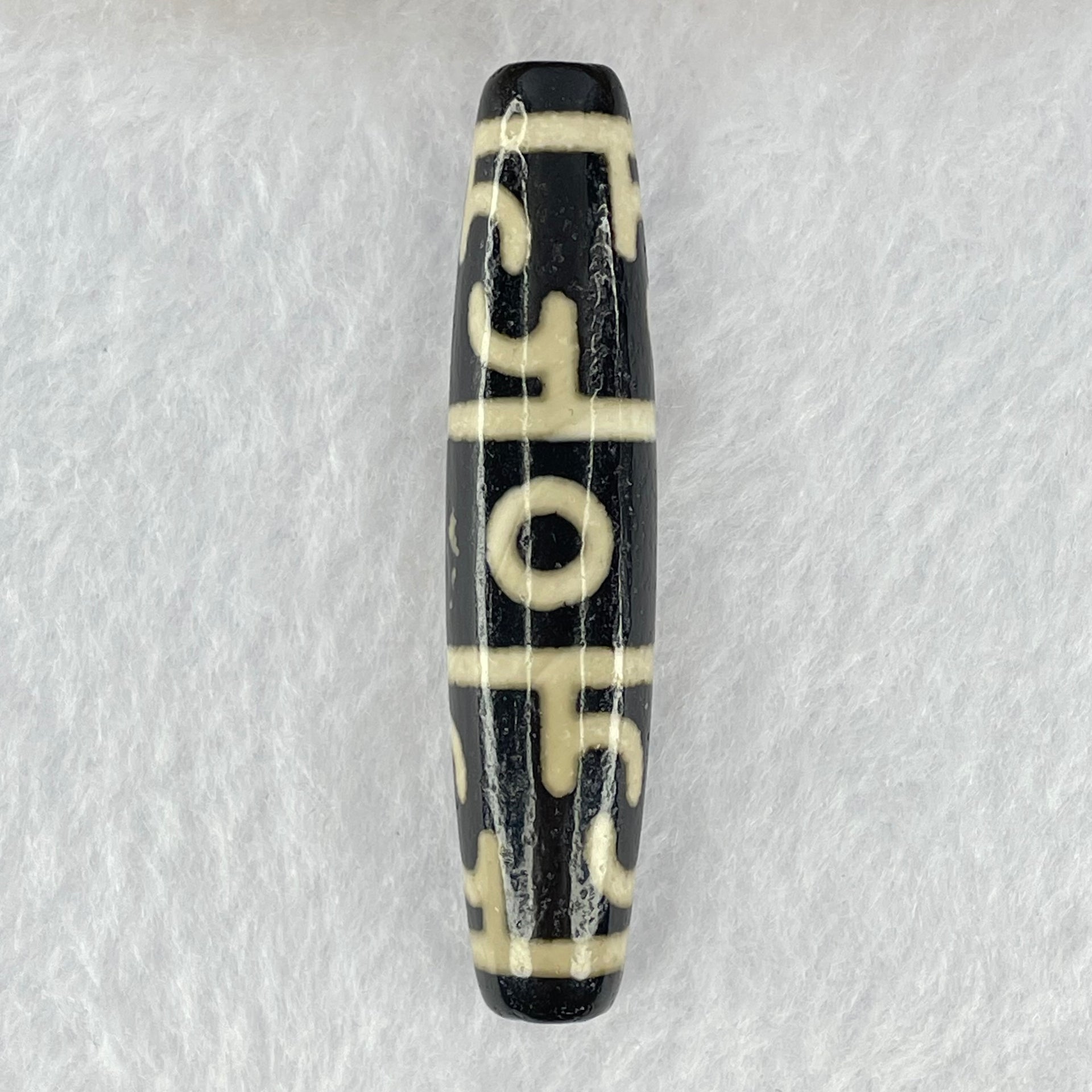 Natural Powerful Tibetan Old Oily Agate 3 Eyed Dharma Vajra Dzi Bead Heavenly Master (Tian Zhu) 三眼金刚杵天珠 15.44g 59.2 by 13.1mm - Huangs Jadeite and Jewelry Pte Ltd