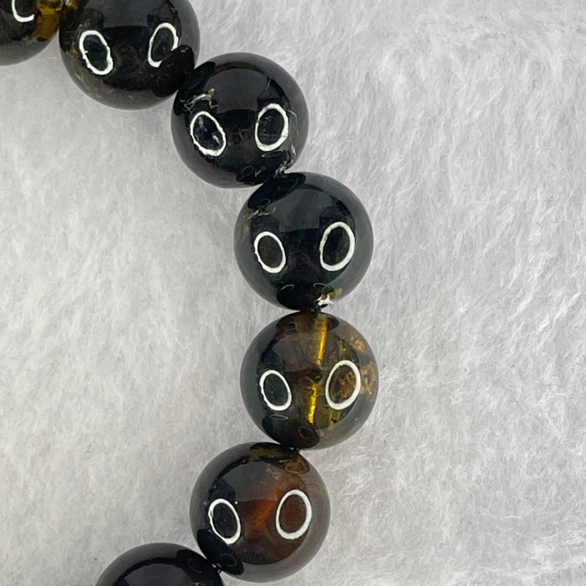 Natural Medicine Amber Beads Bracelet 天然灵草药珀手链 17.08g 17.5cm 12.3mm 17 Beads - Huangs Jadeite and Jewelry Pte Ltd