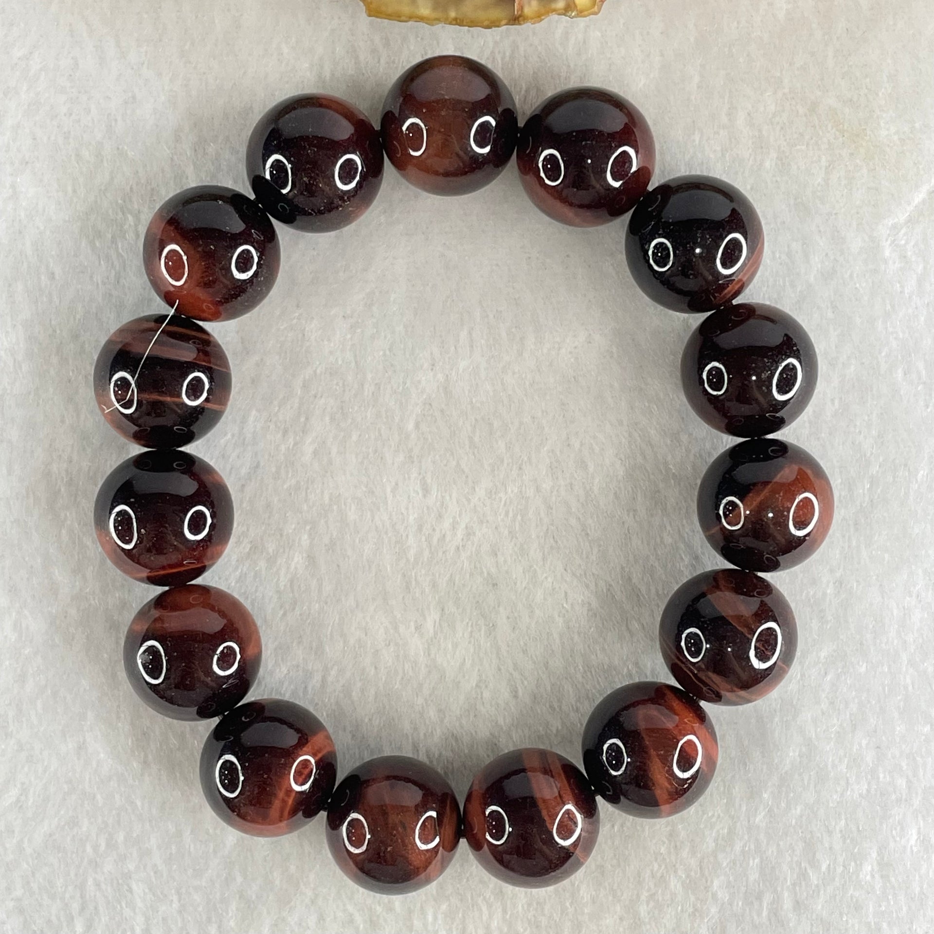 Natural Red Tiger's Eye Quartz Beads Bracelet 59.15g 16.5cm 14.2mm 15 Beads - Huangs Jadeite and Jewelry Pte Ltd