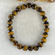 Natural Yellow Tiger's Eye Quartz Beads Bracelet 18.44g 16cm 8.4mm 23 Beads - Huangs Jadeite and Jewelry Pte Ltd