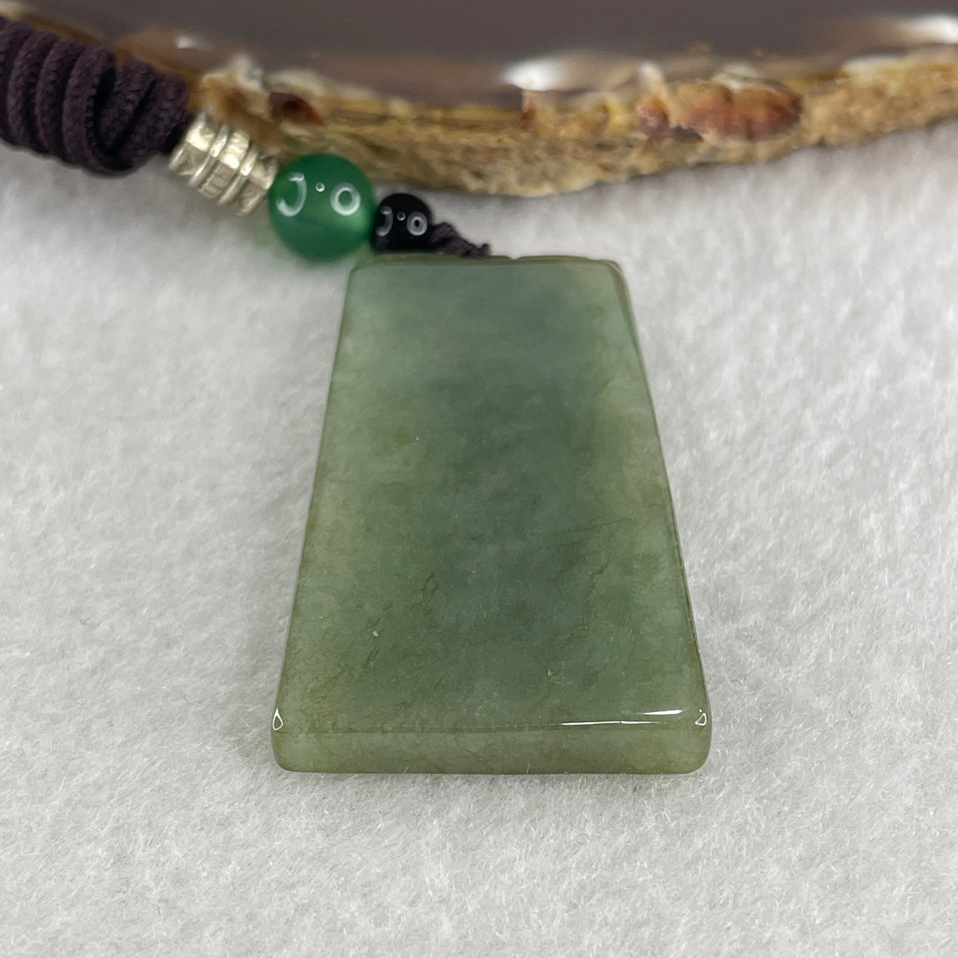 Natural Type A Green with Yellowish Jadeite Wu Shi Pai Pendant 20.75g 45.6 by 25.5 by 5.9mm - Huangs Jadeite and Jewelry Pte Ltd