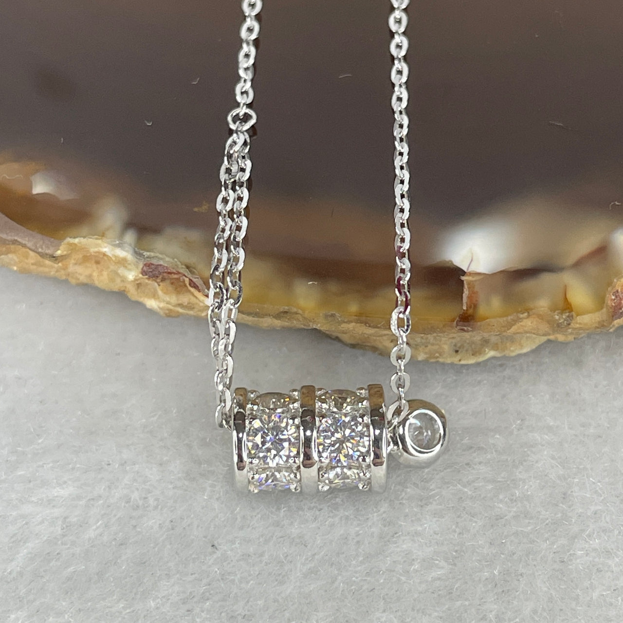 Dainty Moissanite Barrel Key Pendant - S925 Sterling Silver - 3.06g Solid Silver "Unlock Your Potential" Necklace - D VVS1 Sparkly Minimalist Jewelry 39-42cm