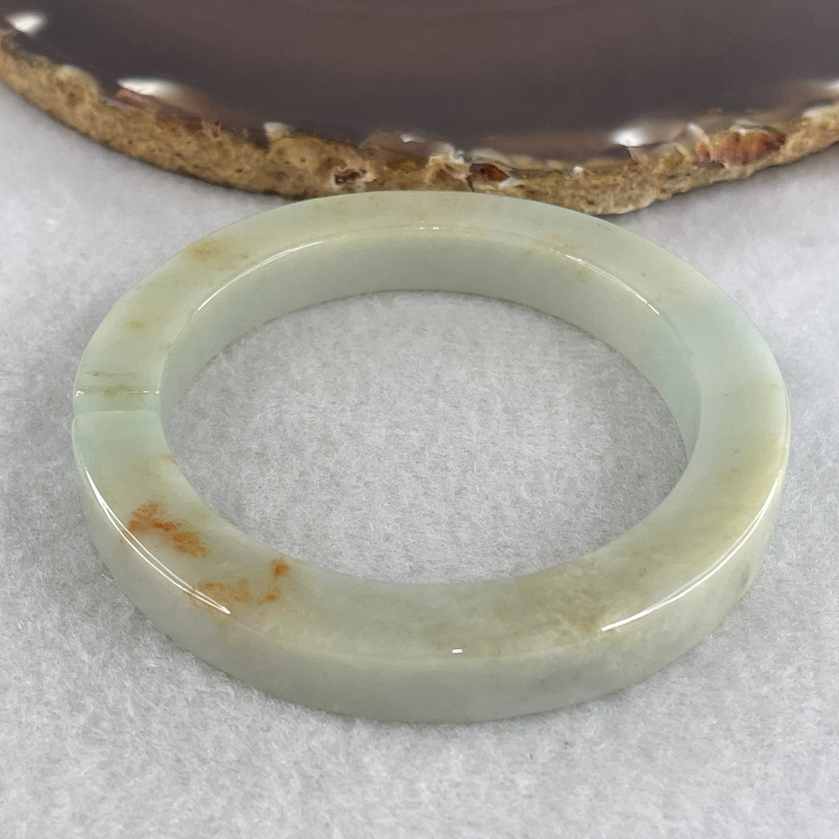 Natural Type A Light Blueish Green with Yellowish and Reddish Piao Hua Jadeite Open Bangle 52.03g Inner Diameter 53.7mm 4.9 by 9.0mm (Very Very Slight External Rough) - Huangs Jadeite and Jewelry Pte Ltd