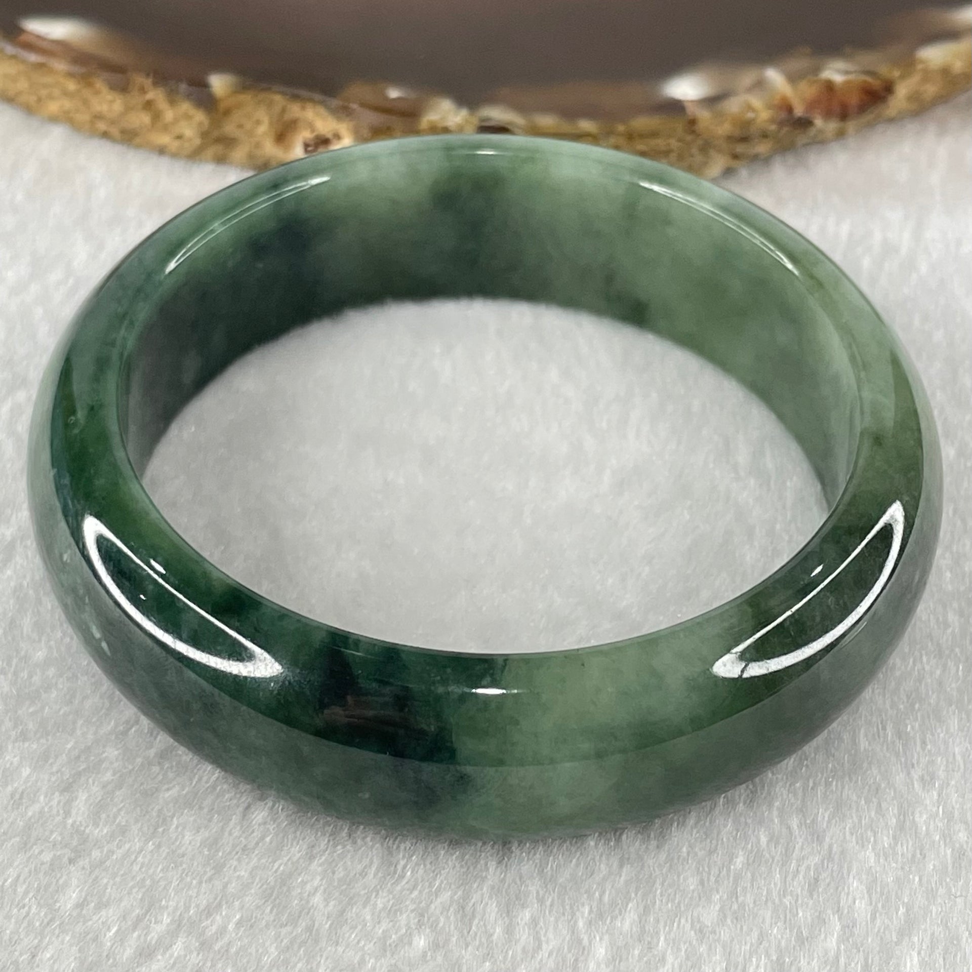 Type A Old Mine Blueish Green and Lavender Patches Jadeite Bangle 66.40g Internal Diameter 56.0mm 16.4 by 7.8mm (Very Slight Internal Lines) - Huangs Jadeite and Jewelry Pte Ltd