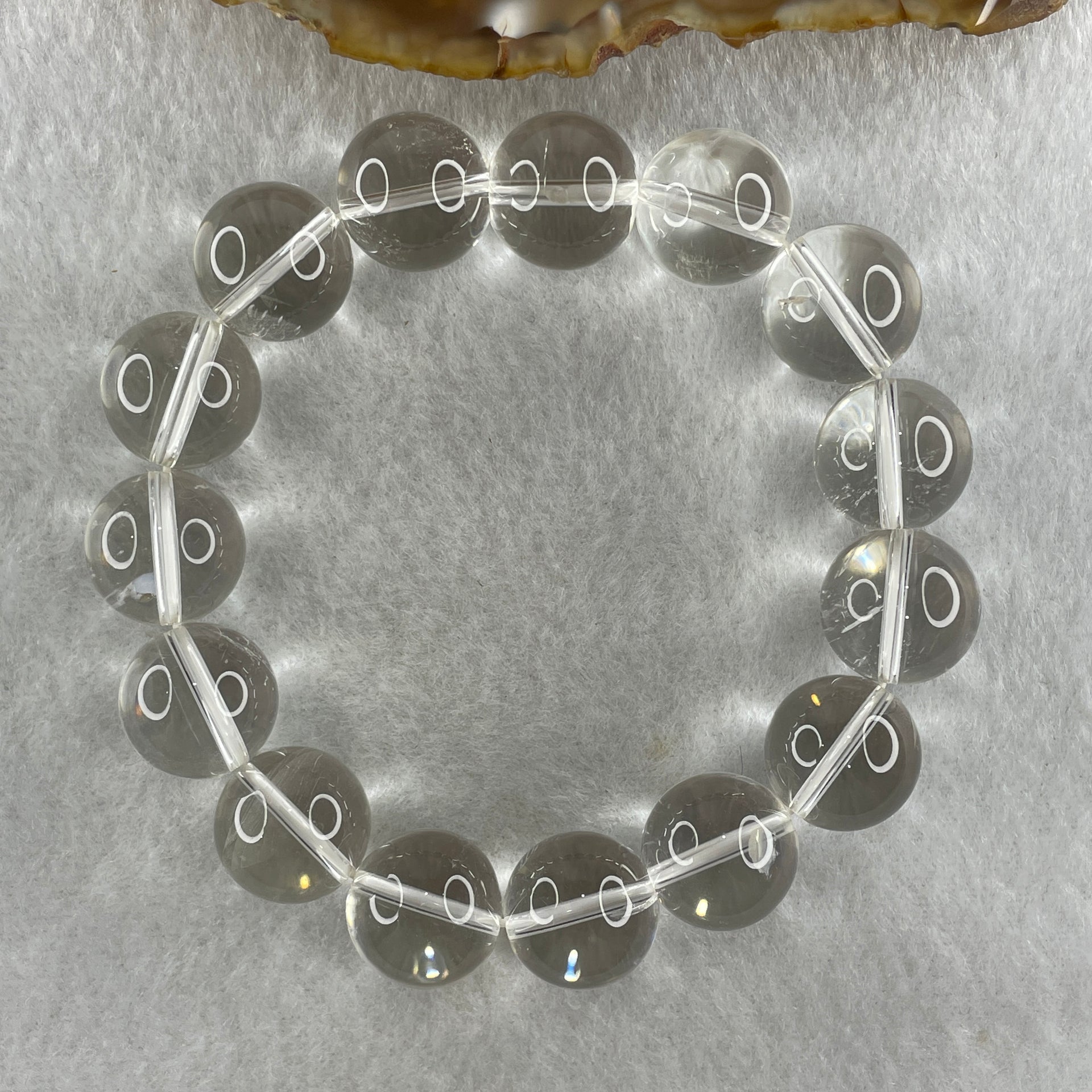Natural Clear Quartz Beads Bracelet 60.66g 16.5cm 14.4mm 15 Beads - Huangs Jadeite and Jewelry Pte Ltd