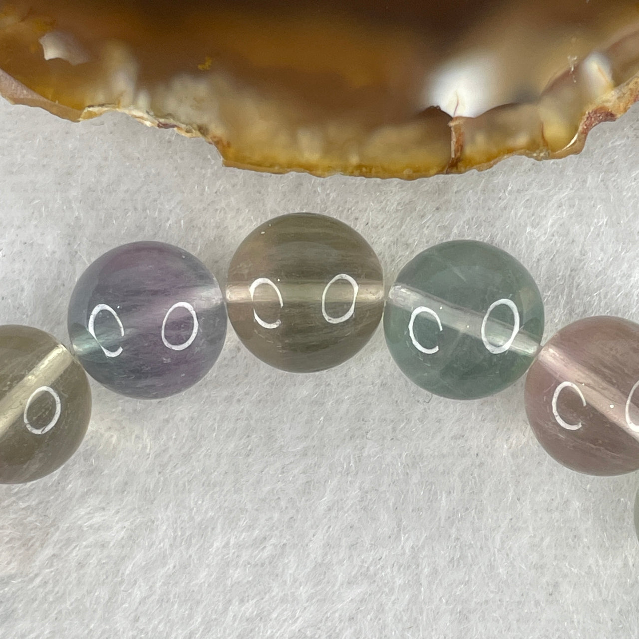 Natural Fluorite Muti Color Beads Bracelet 37.88g 15.5cm 10.9mm 18 Beads