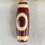 Natural Powerful Tibetan Old Oily Red White Agate One Eye Wood Element Dzi Bead Heavenly Master (Tian Zhu) 一眼木元素天珠 9.77g 37.6 by 13.0mm - Huangs Jadeite and Jewelry Pte Ltd