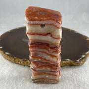 Natural Red Calcite Pork Belly Meat Look Alike Display or handplay 170.54g 39.5 by 23.8 by 90.6mm - Huangs Jadeite and Jewelry Pte Ltd