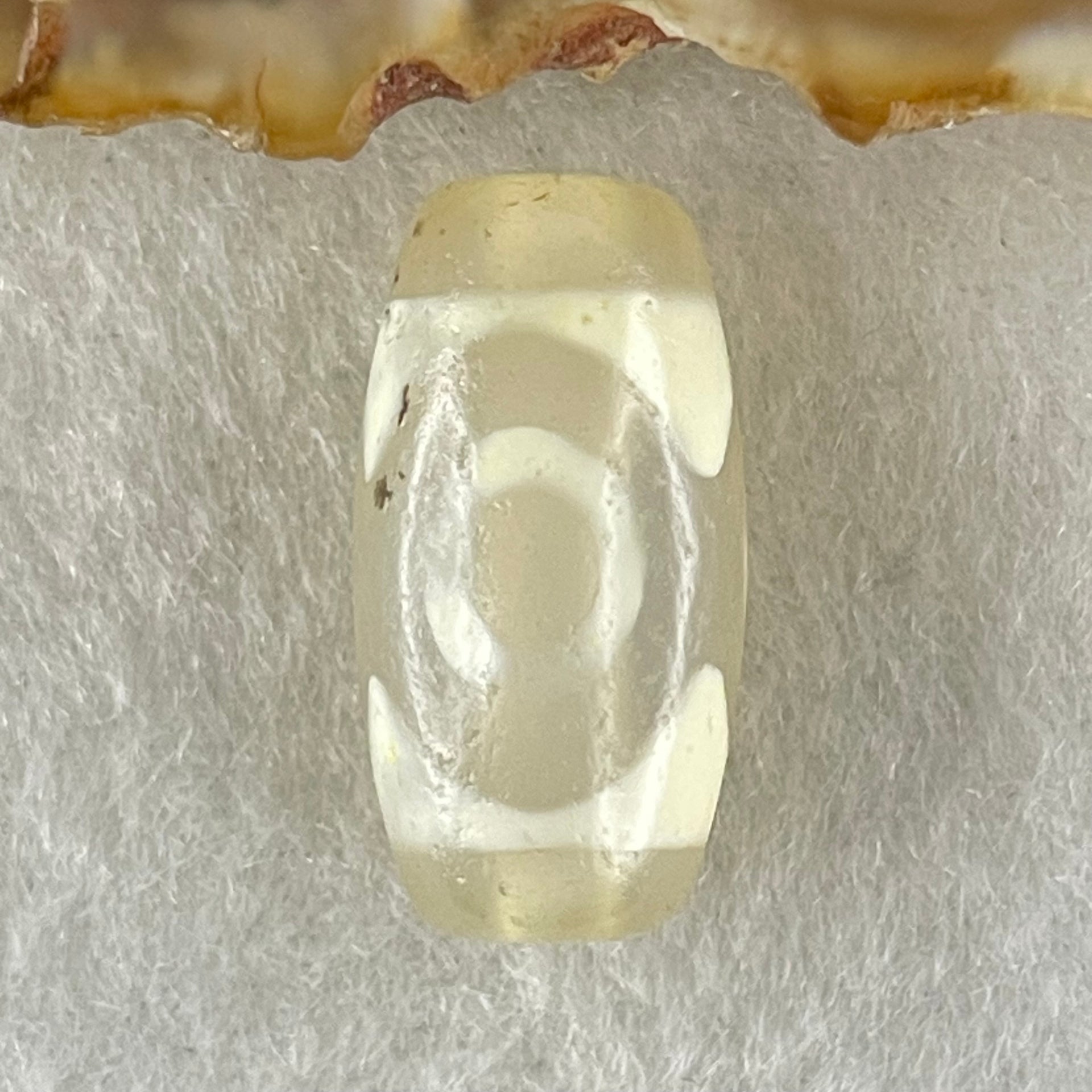 Natural Powerful Tibetan Old Oily Agate 3 Eyes Dzi Bead Heavenly Master (Tian Zhu) 三眼天诛 3.22g 20.1 by 10.4mm - Huangs Jadeite and Jewelry Pte Ltd