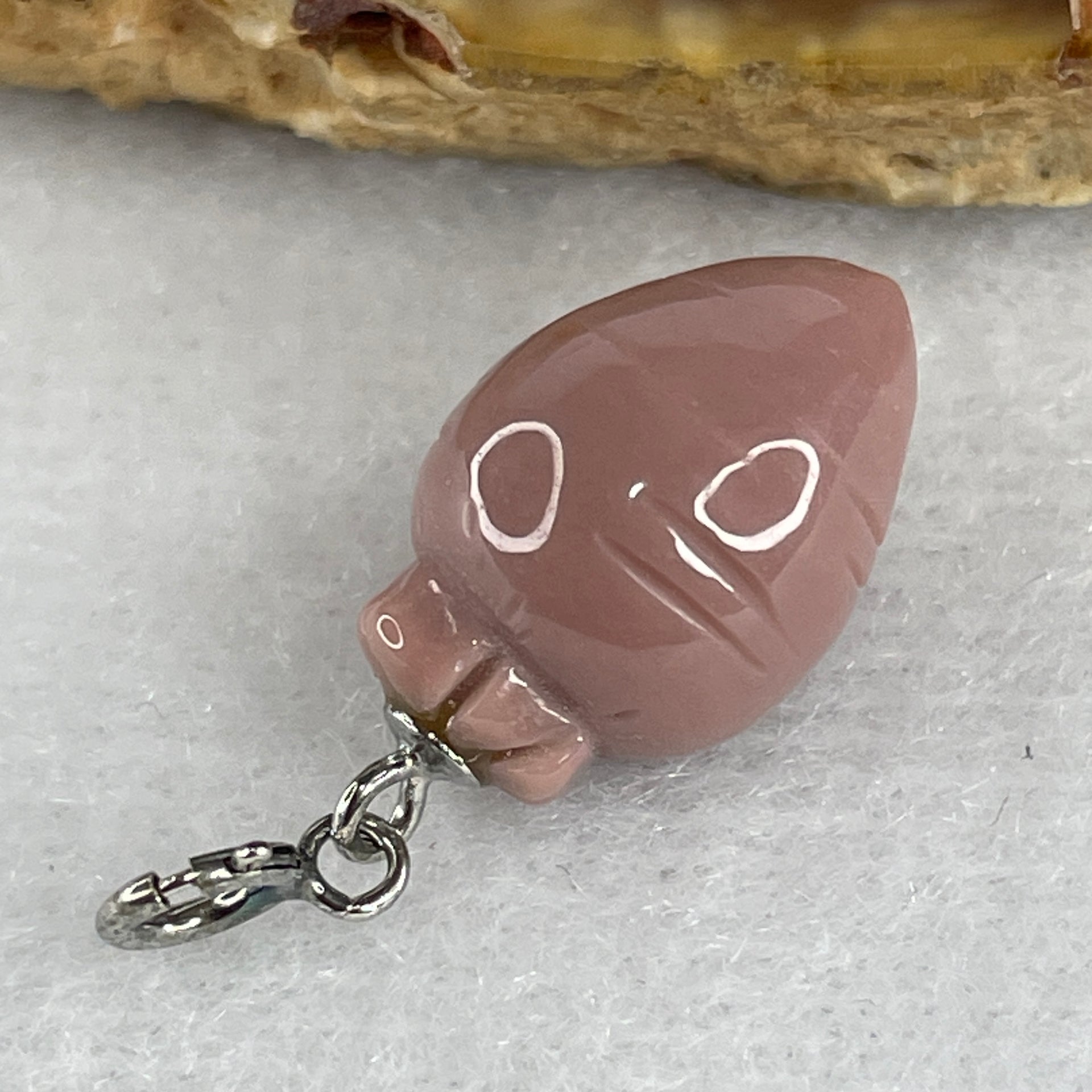 Natural Pink Gobi Agate Carrot Charm 2.28g 16.0 by 10.7mm - Huangs Jadeite and Jewelry Pte Ltd