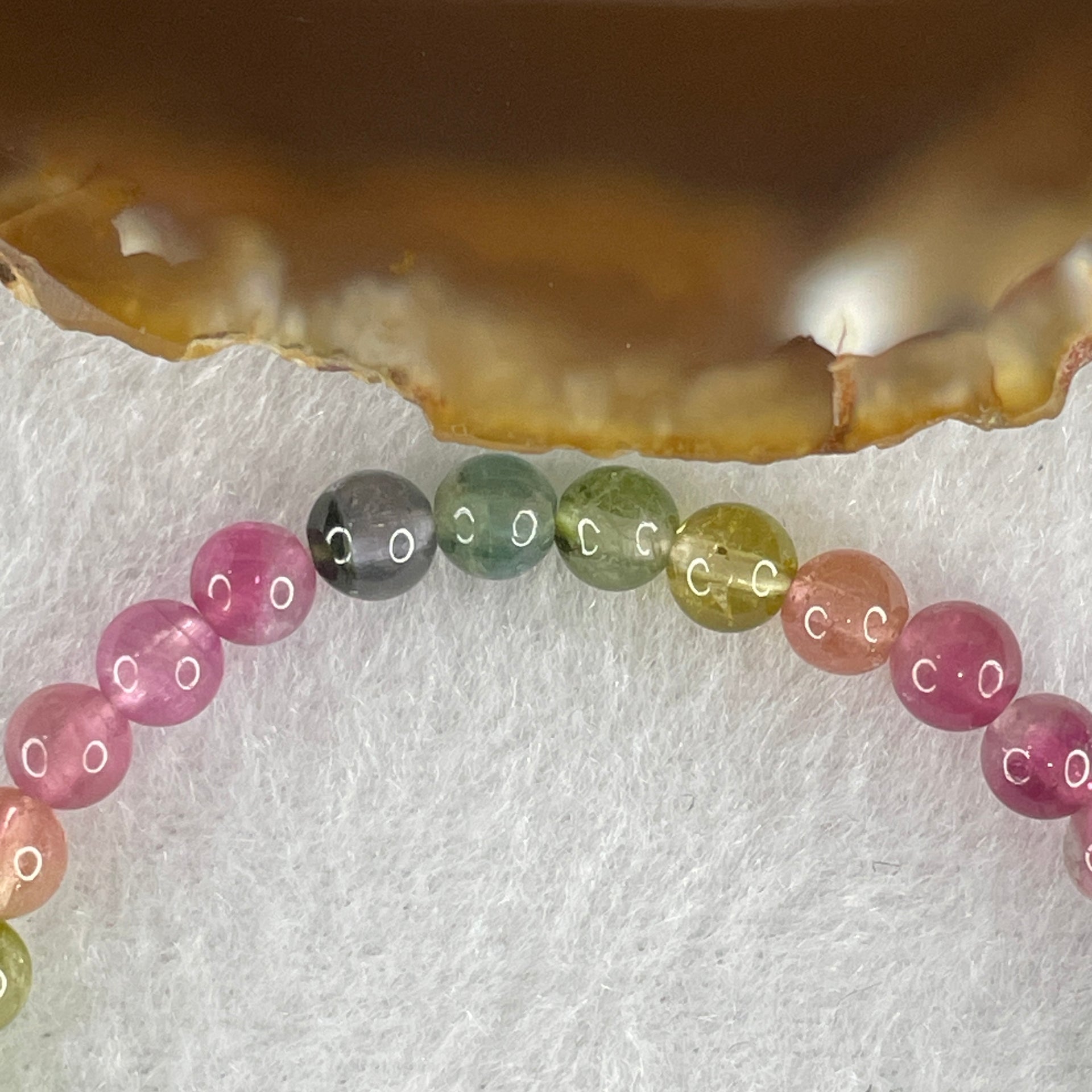 Good Grade Natural Tourmaline Crystal Beads Bracelet 6.48g 13.5cm 5.2mm 33Beads - Huangs Jadeite and Jewelry Pte Ltd