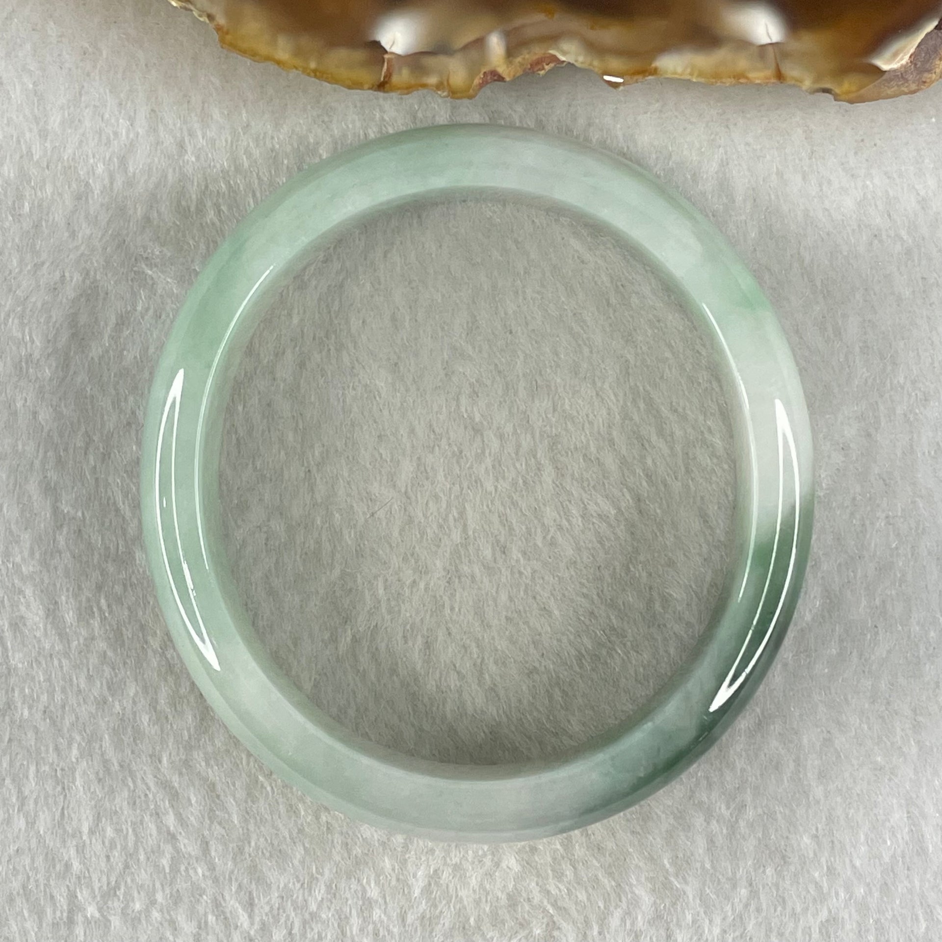 Type A Light Blueish Green with Blueish Green Oval Jadeite Bangle 40.32g Inner Diameter 53.3mm 12.8 by 6.6mm (Close to Perfect) - Huangs Jadeite and Jewelry Pte Ltd