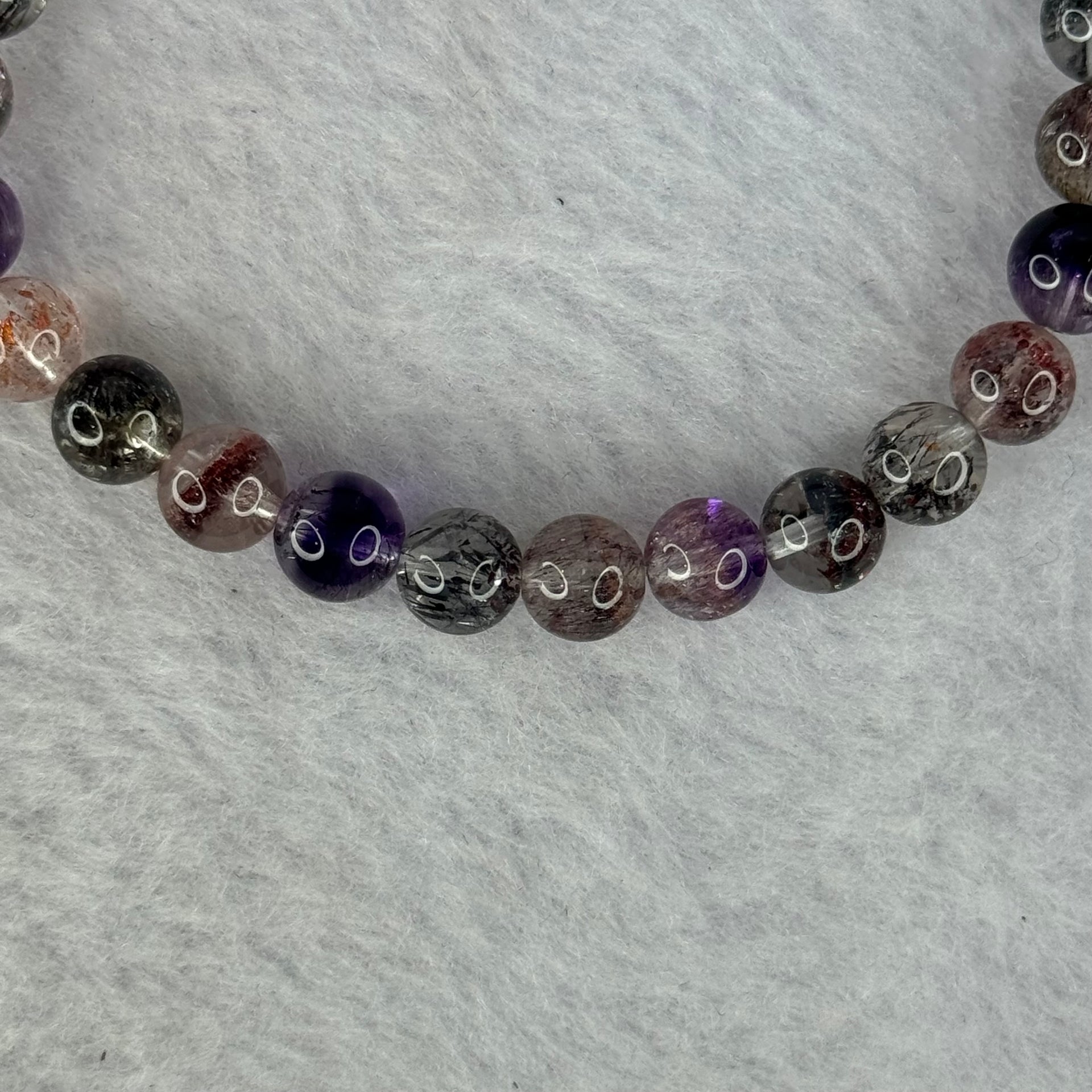 Very Good Grade Natural Transparent Bright Super 7 Beads Bracelet 非常好的等级天然透明深彩色超级七珠手链 10.84g 15cm 6.8mm 27 Beads - Huangs Jadeite and Jewelry Pte Ltd