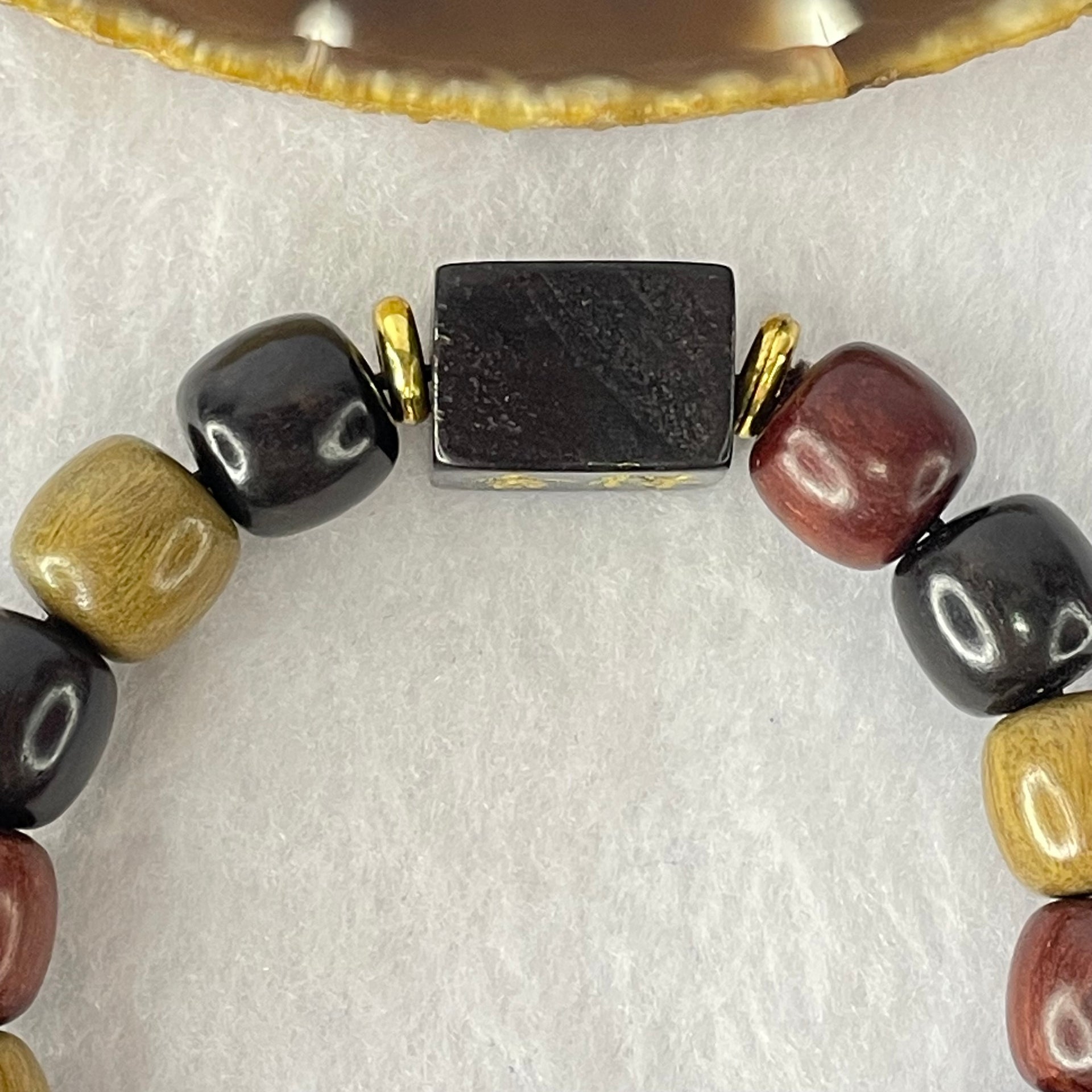 Natural Mixed Color Rose Wood Beads Bracelet 多宝珠小叶紫檀黑檀金丝楠手链 23.73g 18cm 12.1mm 16 Beads - Huangs Jadeite and Jewelry Pte Ltd