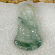 Type A Icy Light Green with Blueish Green Piao Hua Jadeite Guan Yin Pendant for Setting 6.27g 34.8 by 23.3 by 4.1mm - Huangs Jadeite and Jewelry Pte Ltd