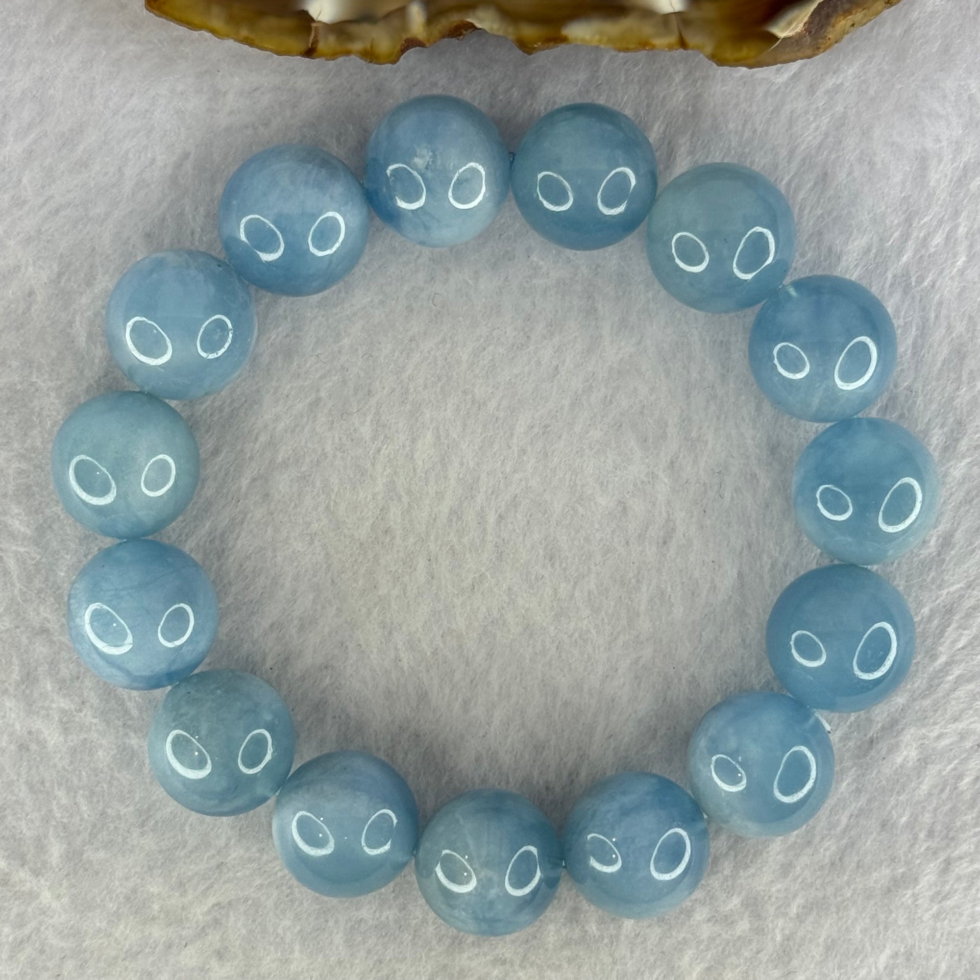 Natural Aquamarine Beads Bracelet 66.27g 19cm 14.8mm 15 Beads - Huangs Jadeite and Jewelry Pte Ltd