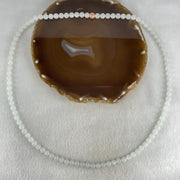 Type A White to Faint Blue Jadeite Beads Necklace 60.66g 66cm 7.0mm 98 Beads - Huangs Jadeite and Jewelry Pte Ltd