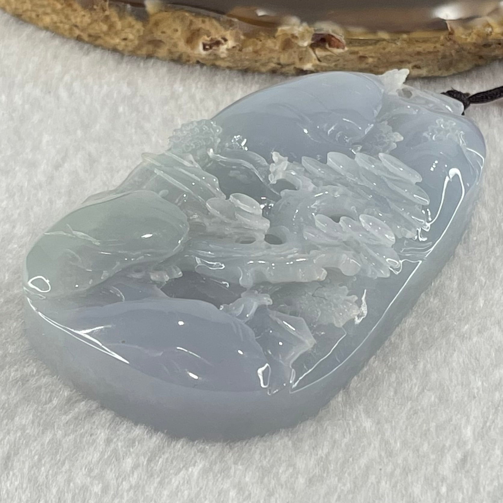 Grandmaster Type A Jelly Full Lavender Jadeite Shan Shui Scenic with Gui Ren Benefactor 85.31g 71.9 by 42.8 by 12.1mm - Huangs Jadeite and Jewelry Pte Ltd