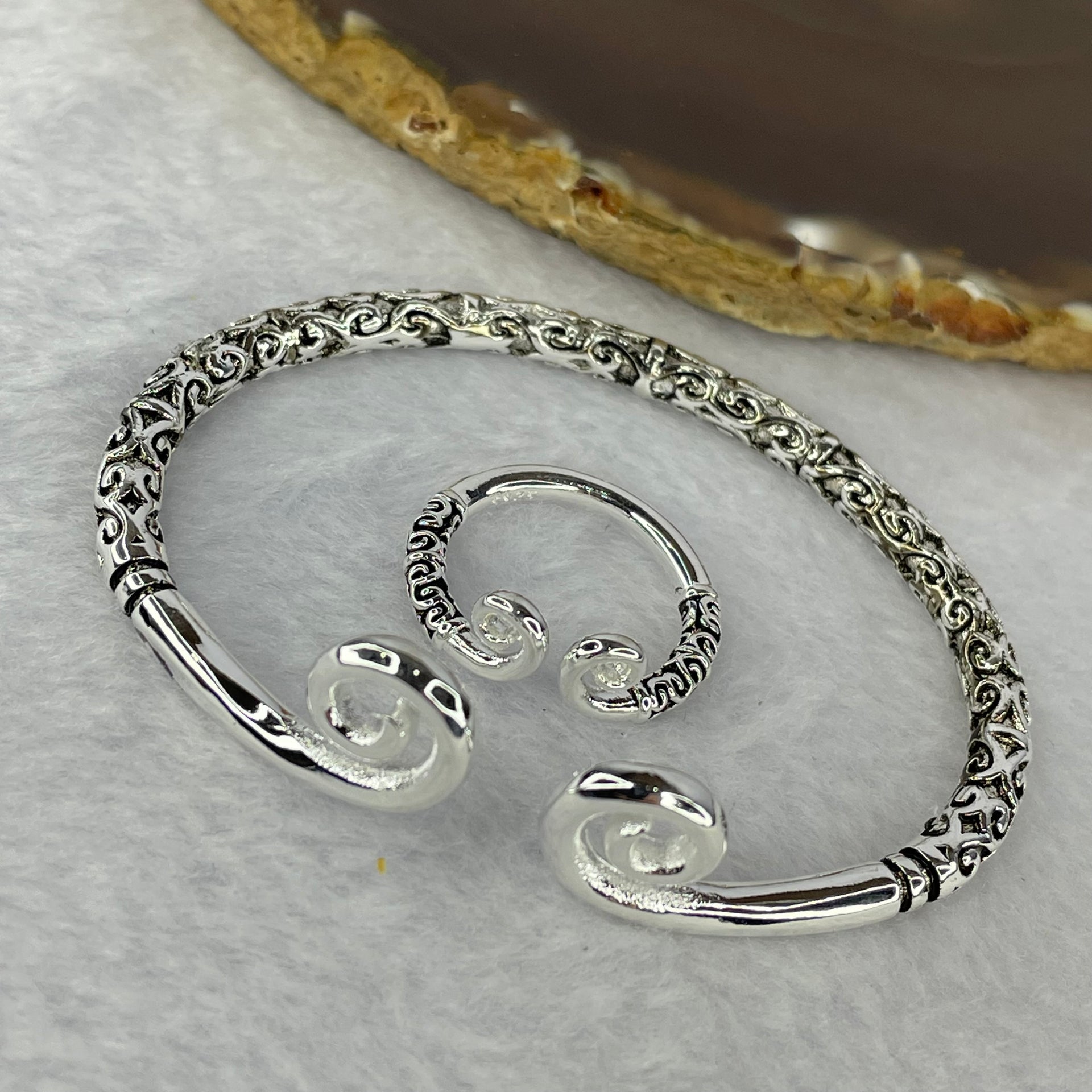 925 Sliver in Sliver Colour Monkey God/King Tightening Curse Bracelet and Ring Set 21.78g 13.6 by 5.4 mm / 3.39g 8.1 by 2.8 mm - Huangs Jadeite and Jewelry Pte Ltd