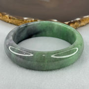 Type A Translucent Light Green with Patches of Faint Grey and Greyish Black Jadeite Bangle Internal Diameter 57.75mm 404.45cts 81.28g 17.3 by 9.0mm With NGI Cert No 32885808 (Very Slight Internal Lines) - Huangs Jadeite and Jewelry Pte Ltd