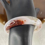 Natural White with Red Flower Agate Bangle 50.12g Inner Diameter 56.0mm 14.0 by 9.0mm - Huangs Jadeite and Jewelry Pte Ltd