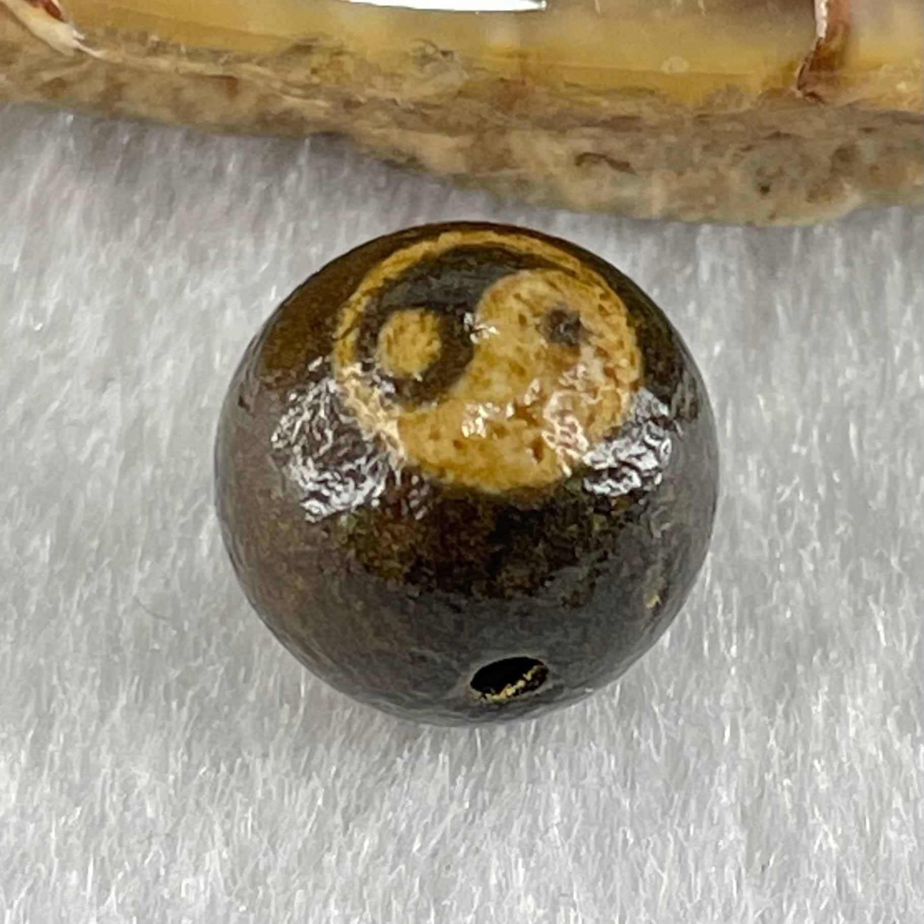 Natural Powerful Tibetan Old Oily Agate Yin Yang Bead Heavenly Master (Tian Zhu) 1.44g 10.0 by 10.3mm - Huangs Jadeite and Jewelry Pte Ltd