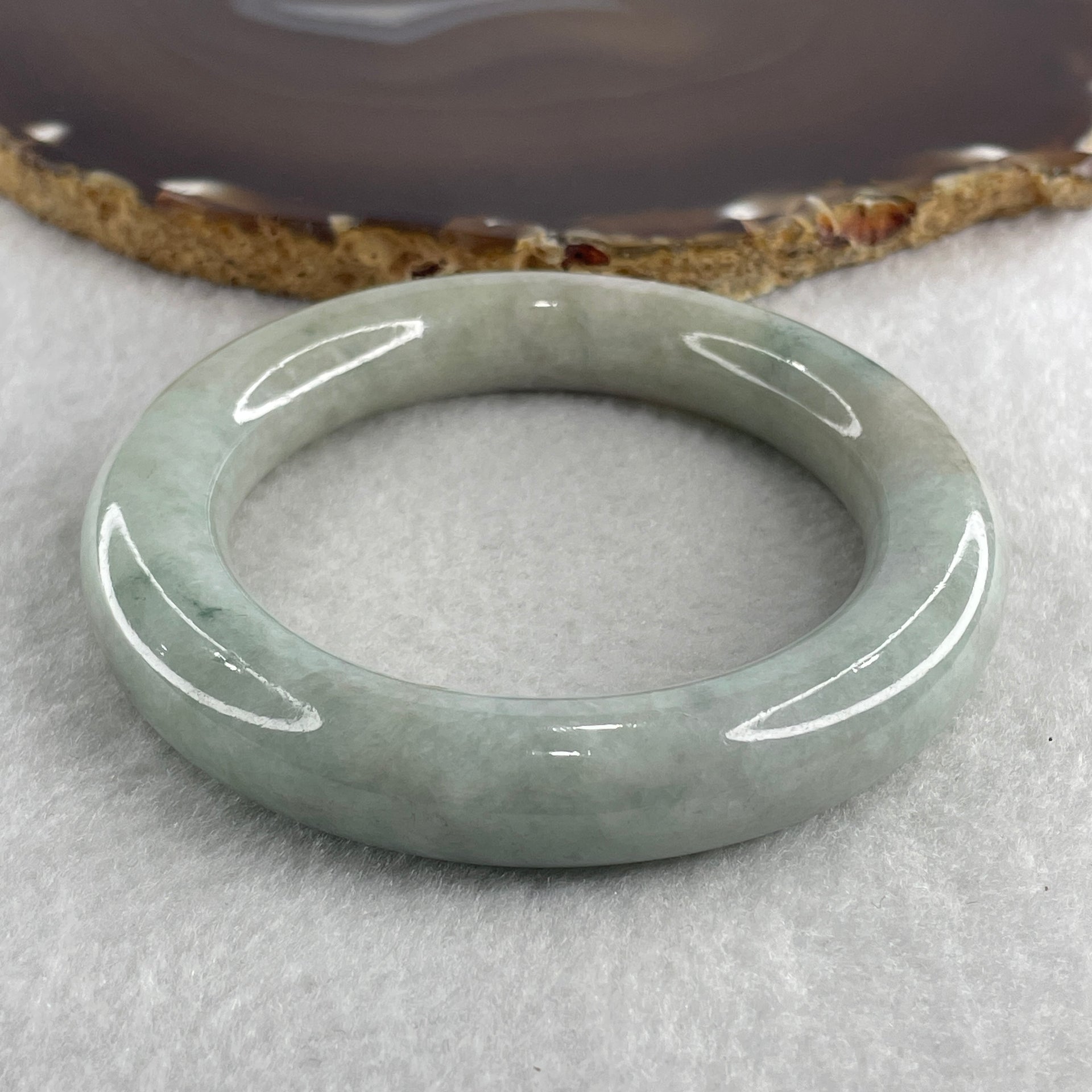 Natural Type A Green with Dark Green Spot Jadeite Bangle 88.51g Internal Diameter 56.4mm 12.8 by 13.3mm (Very Very Slight Internal Lines) - Huangs Jadeite and Jewelry Pte Ltd