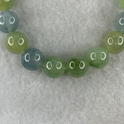 Type A Natural Semi Icy Light Green with Yellow and Blue Jadeite Beads Bracelet 32.94g 15cm 10.0mm 19 Beads - Huangs Jadeite and Jewelry Pte Ltd