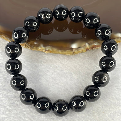 Natural Hypersthene Crystal Bracelet 天然金运石水晶手链 43.45g 17cm 11.7mm 18 Beads - Huangs Jadeite and Jewelry Pte Ltd