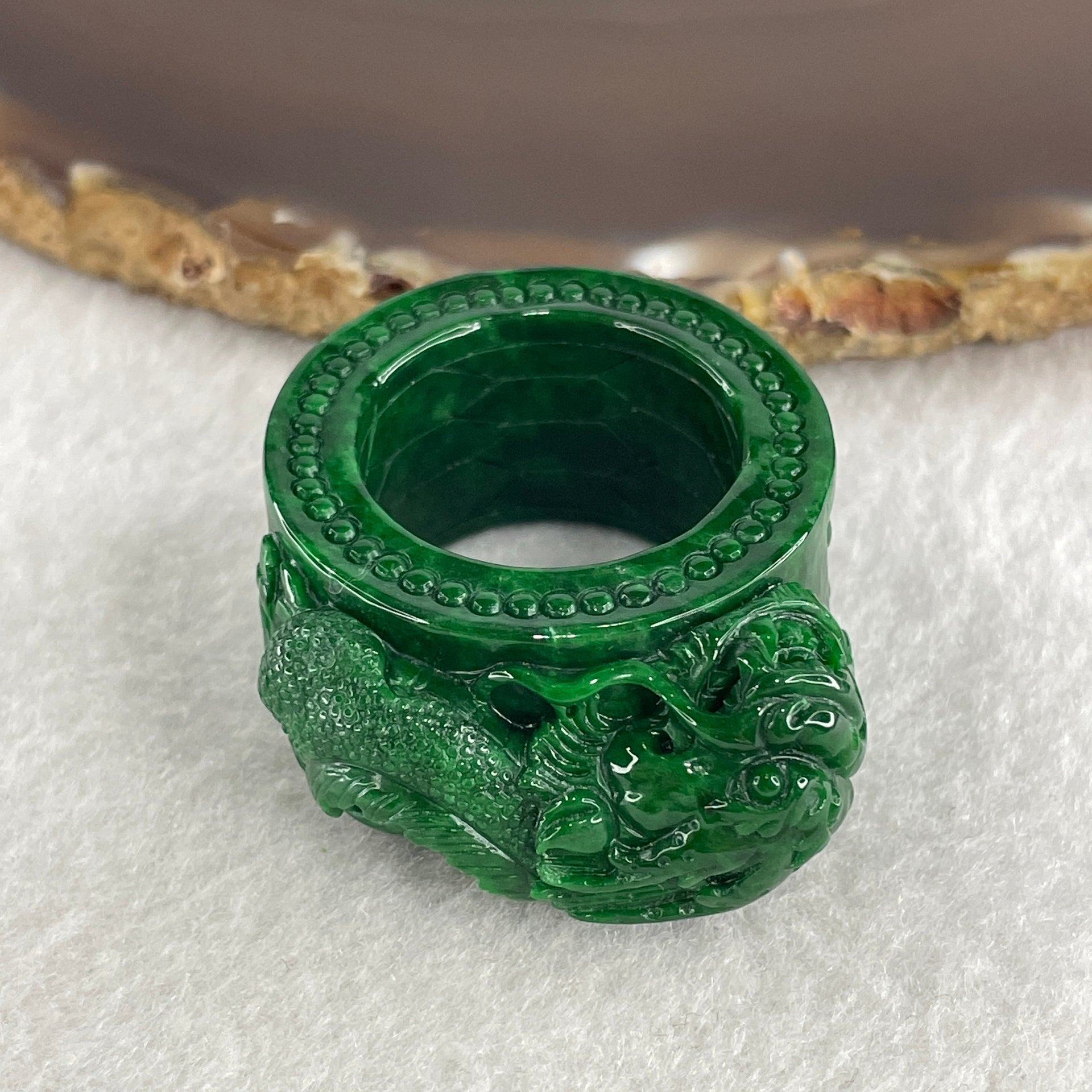 Magnificent Type A Rare Dragon Thumb Ring Jade Jadeite for Authority & Power - Huangs Jadeite and Jewelry Pte Ltd