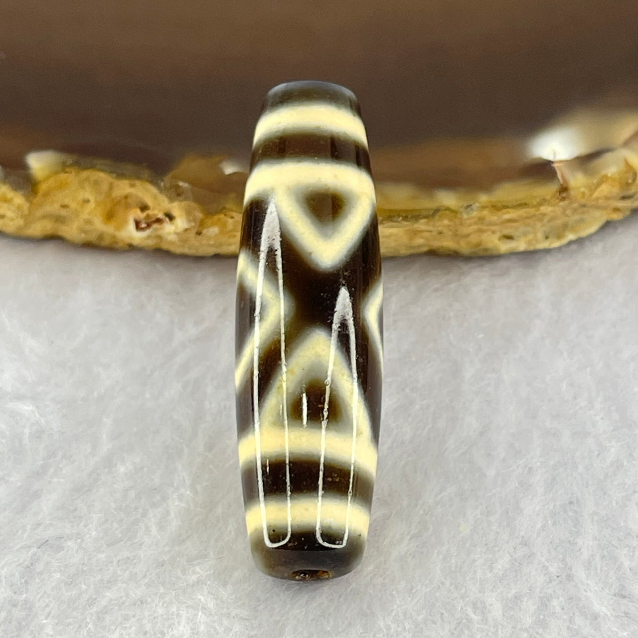 Natural Powerful Tibetan Old Oily Agate 2-Eye Vajra Dzi Bead Heavenly Master (Tian Zhu) 二眼天珠 7.26g 38.6 by 11.1mm - Huangs Jadeite and Jewelry Pte Ltd