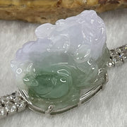 Type A Lavender and Blueish Green Jadeite Male Pixiu in S925 Sliver with Crystals Bracelet 14.06g 22.2 by 15.5 by 13.0mm - Huangs Jadeite and Jewelry Pte Ltd