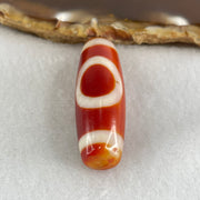 Natural Powerful Tibetan Old Oily Red White Agate One Eye Gold Metal Element Dzi Bead Heavenly Master (Tian Zhu) 一眼金天珠 9.71g 37.8 by 12.9mm - Huangs Jadeite and Jewelry Pte Ltd