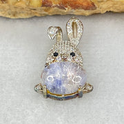 Rare Natural Blue Dumortierite Rutilated Quartz in S925 Sliver Rabbit Pendant 2.44g 10.0 by 7.3 by 5.0mm - Huangs Jadeite and Jewelry Pte Ltd