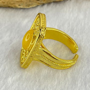 Natural Butterscotch Amber in  Sliver Gold Color Ring (Adjustable Size) 7.55g 10.0 by 6.6 by 3.0mm - Huangs Jadeite and Jewelry Pte Ltd