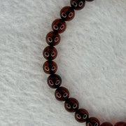 Natural Dark Red Blood Amber Beads Bracelet 天然血珀手链 4.85g 15.5cm 6.3mm 28 Beads - Huangs Jadeite and Jewelry Pte Ltd