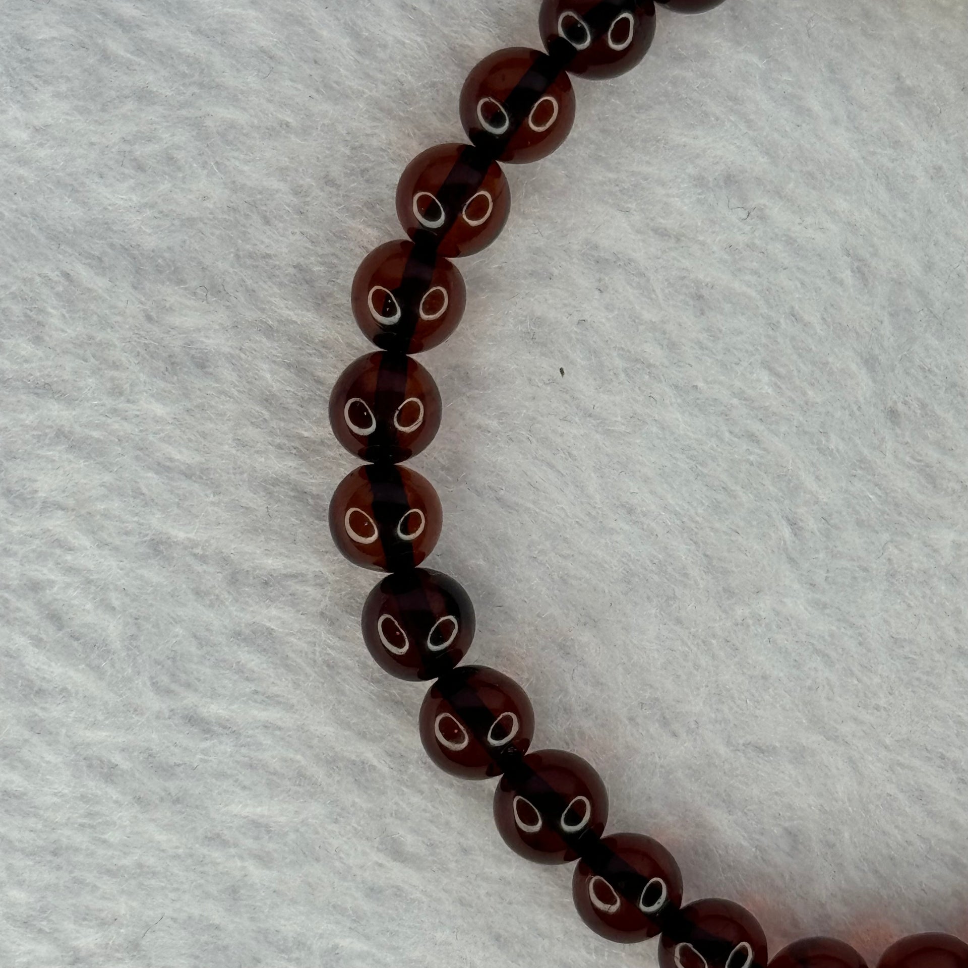 Natural Dark Red Blood Amber Beads Bracelet 天然血珀手链 4.85g 15.5cm 6.3mm 28 Beads - Huangs Jadeite and Jewelry Pte Ltd