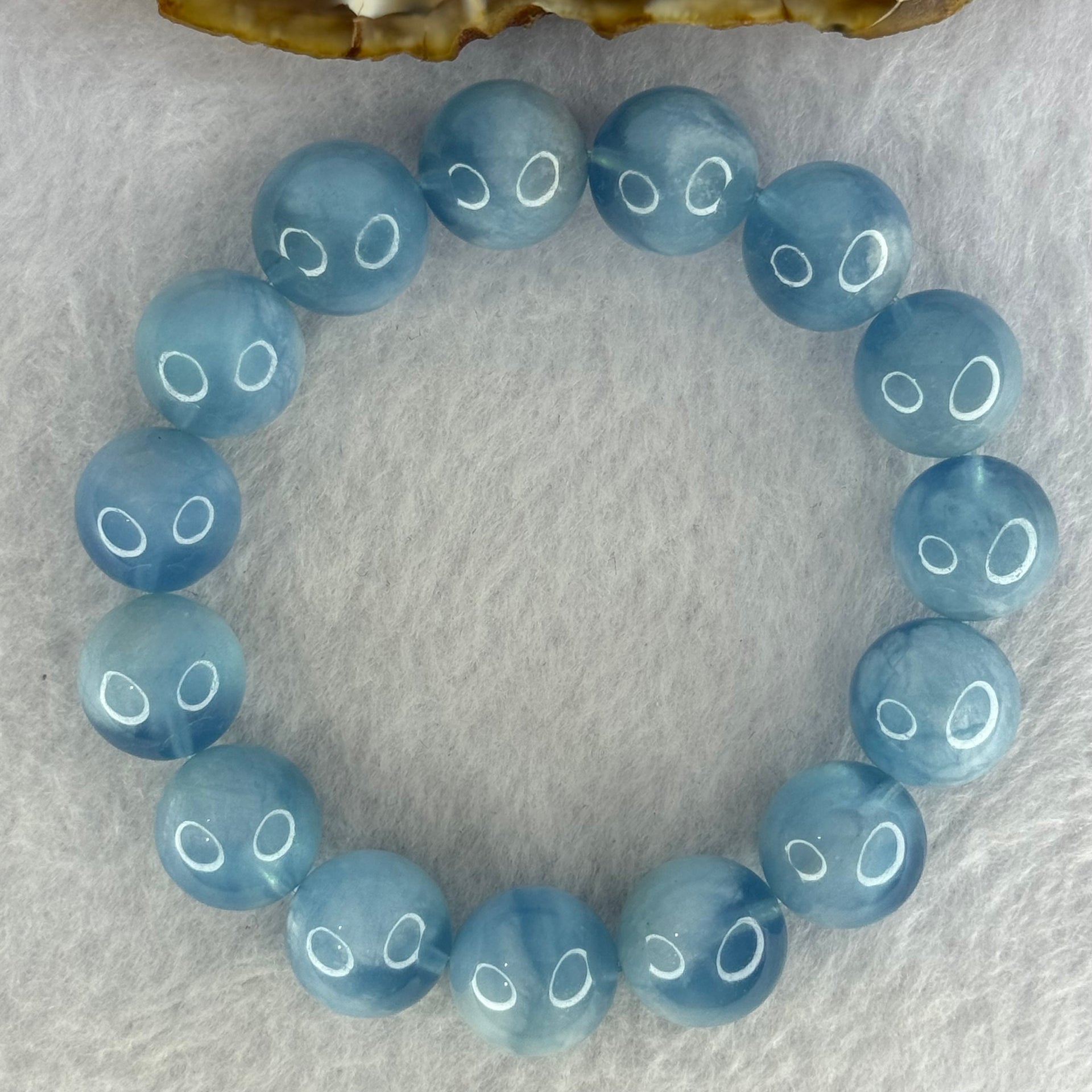 Natural Aquamarine Beads Bracelet 61.09g 18.5cm 14.8mm 15 Beads - Huangs Jadeite and Jewelry Pte Ltd