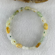 Natural Type A Muti Green with Lavender Yellowish Jadeite Donut Bracelet 12.17g 15.5cm 9.9 by 3.2mm 18 Ping An Kow - Huangs Jadeite and Jewelry Pte Ltd