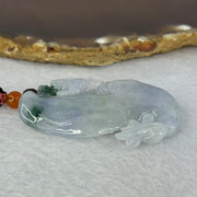 Type A Lavender with Dark Blueish Green Patches Jadeite 3 Legged Toad Pendent 25.25g 54.1 by 32.0 by 7.6mm - Huangs Jadeite and Jewelry Pte Ltd