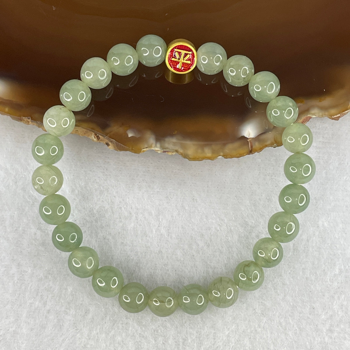 Natural Type A Light Green Jadeite Beads Bracelet | 14.5cm Strand of 25 Beads 7.0mm (14.69g | Heart Chakra Harmony, Serenity & Abundance Shield)