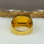 18k yellow gold Type A Burmese Full Apple Green Jade jadeite ring 6.72g US 9 HK 20 Inner Dia 19.2mm - Huangs Jadeite and Jewelry Pte Ltd