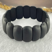 Natural Dark Matt Black Amber Beads Bracelet 天然大黑天翁琥珀手链 21.85g 18cm 24.8 by 13.1 by 6.2mm 16pcs - Huangs Jadeite and Jewelry Pte Ltd